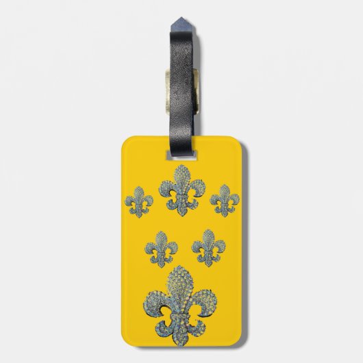 Fleur de Lis-druk Bagagelabel (Achterkant verticaal)