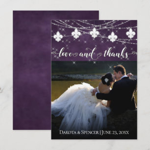 Fleur de Lis Eggplant Lights Plum Photo Love Bedankkaart