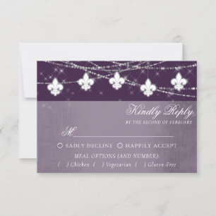 Fleur de Lis Eggplant Paars Lights Moody Entree RSVP Kaartje