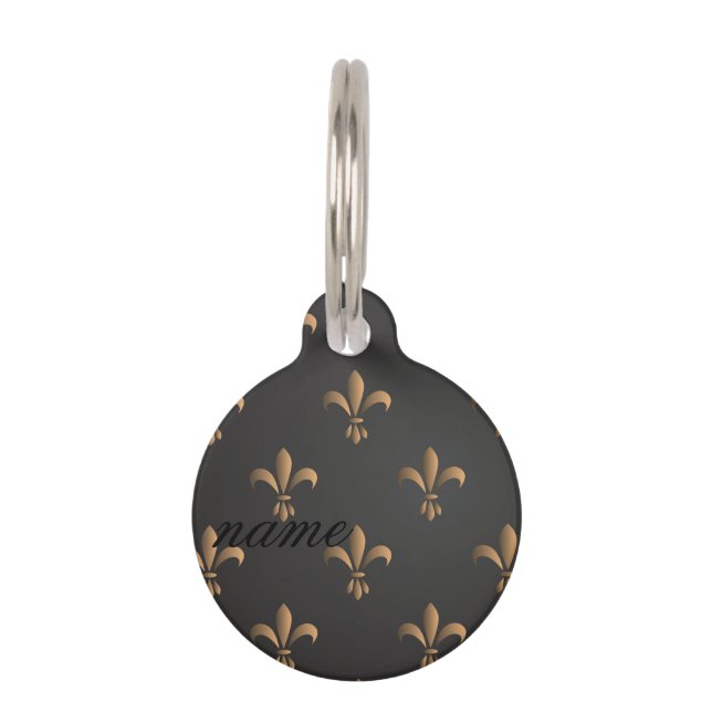 Fleur de lis, , elegant, chic.classy,patroon, huisdierpenning (Voorkant)