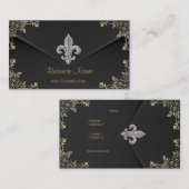 Fleur de lis en argent carte de visite 2 (Devant / Derrière)