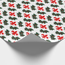 Fleur de Lis en Holly Wrapping Paper