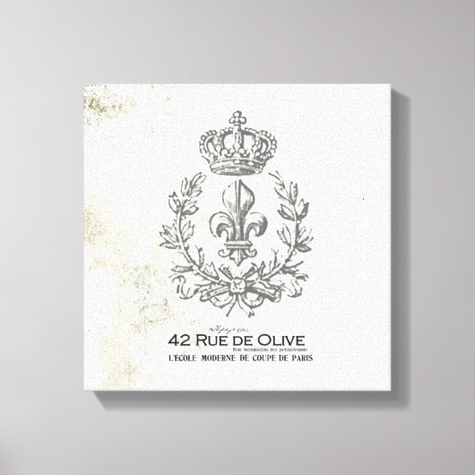 Fleur de Lis en kroon gestrekt canvas (Voorkant)