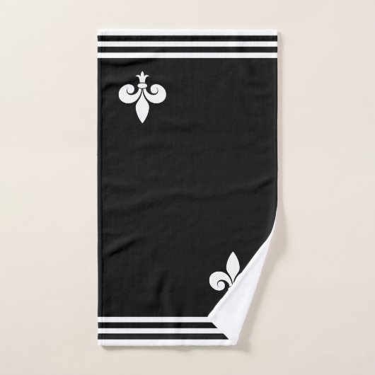 Fleur de Lis en noir et blanc (Serviette à main)