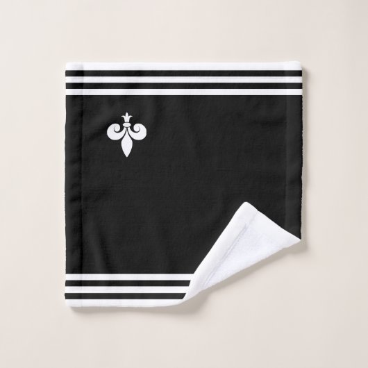 Fleur de Lis en noir et blanc (Gant de toilette)