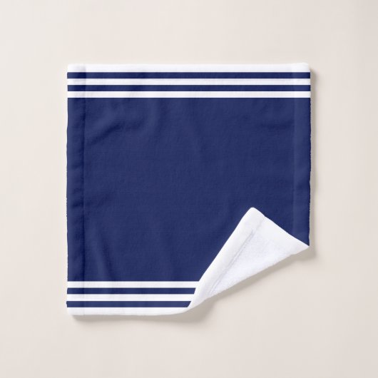 Fleur de Lis et Grilles blanches sur Bain Bleu Mar (Gant de toilette)