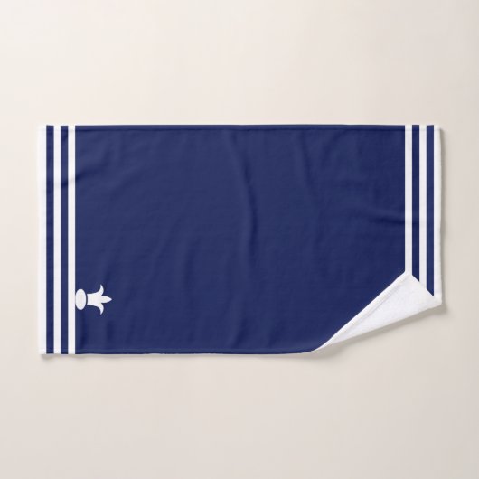 Fleur de Lis et Grilles blanches sur Bain Bleu Mar (Serviette à main)