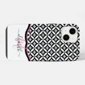 Fleur de Lis Eternity Patroon Monogram - Zwart iPhone Hoesje (Achterkant horizontaal)