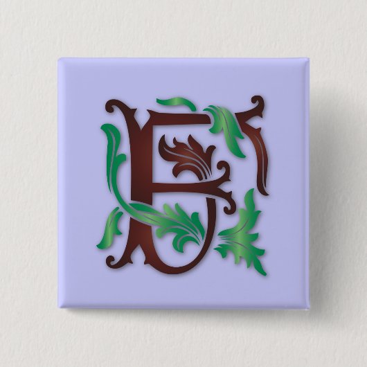 Fleur de-lis F Monogram Vierkante Button 5,1 Cm (Voorkant)