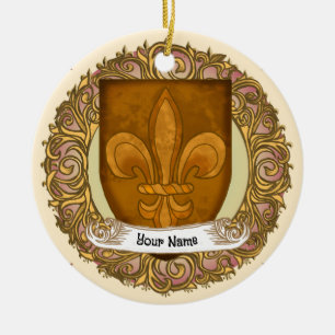 Fleur De Lis familiewapen Achternaam Keramisch Ornament