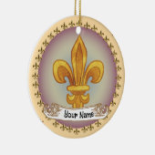 Fleur De Lis Family Crest Achternaam ornament (Rechts)
