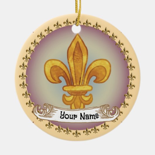 Fleur De Lis Family Crest Achternaam ornament (Voorkant)