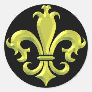 Fleur de LIs Fancy Gold New Orleans Ronde Sticker