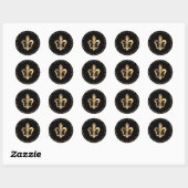 FLEUR DE LIS | FAUX GOLD DAMASK RONDE STICKER (Vel)
