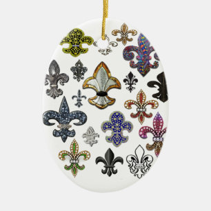 Fleur DE Lis Flor New Orleans de Fonkeling van het Keramisch Ornament