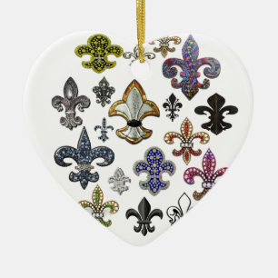 Fleur DE Lis Flor New Orleans de Fonkeling van het Keramisch Ornament
