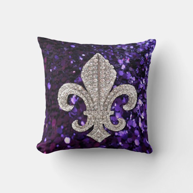 Fleur De Lis Flor New Orleans Jewel Sparkle Pillow Kussen (Voorkant)