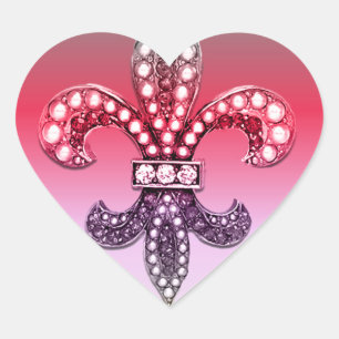 Fleur de Lis Flor New Orleans Multi Color Roze Hart Sticker