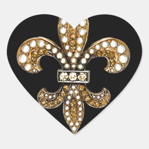 Fleur De Lis Flor New Orleans past goud aan Hart Sticker