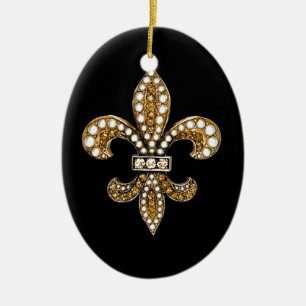 Fleur De Lis Flor New Orleans past goud aan Keramisch Ornament