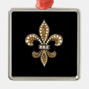 Fleur De Lis Flor New Orleans past goud aan Metalen Ornament