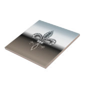 Fleur De Lis Flor New Orleans Silver Black Tegeltje (Zijkant)