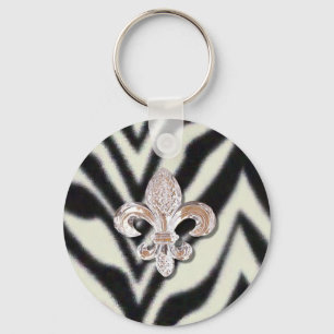 Fleur De Lis Flor Zebra Print Sleutelhanger