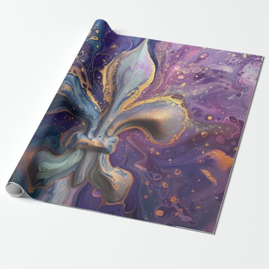 Fleur De Lis Fluid Pour Cadeaupapier (Uitgerold)