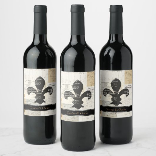 Fleur de Lis Frans bruiloft flesetiket Wijn Etiket (Flessen)