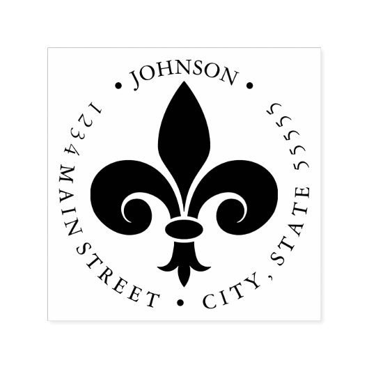 Fleur-de-lis Frans retourlabel Zelfinktende Stempel (Design)