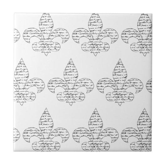 Fleur de Lis French Script Tegeltje (Voorkant)