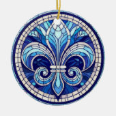 Fleur-de-lis - Glas in lood mozaïekkunst Keramisch Ornament (Voorkant)