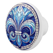 Fleur-de-lis - Glas in lood mozaïekkunst Keramische Knop (Rechts)