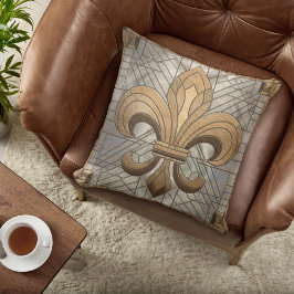 Fleur-de-lis - Glas in lood mozaïekkunst Kussen