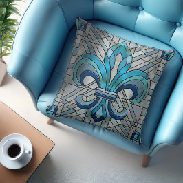Fleur-de-lis - Glas in lood mozaïekkunst Kussen