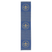 Fleur-de-lis - Gold en Royal Blue Korte Tafelloper (Voorkant)