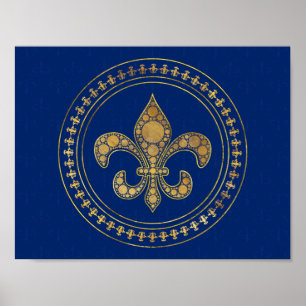 Fleur-de-lis - Gold en Royal Blue Poster