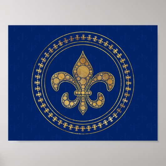 Fleur-de-lis - Gold en Royal Blue Poster (Voorkant)