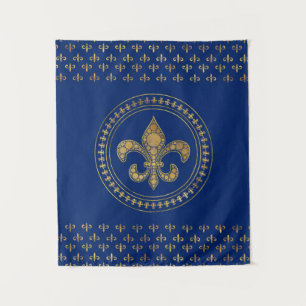 Fleur-de-lis - Gold en Royal Blue Wandkleed