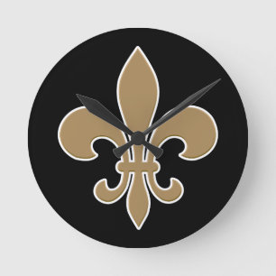 Fleur DE Lis Gold met Wit en Zwart Overzicht Ronde Klok