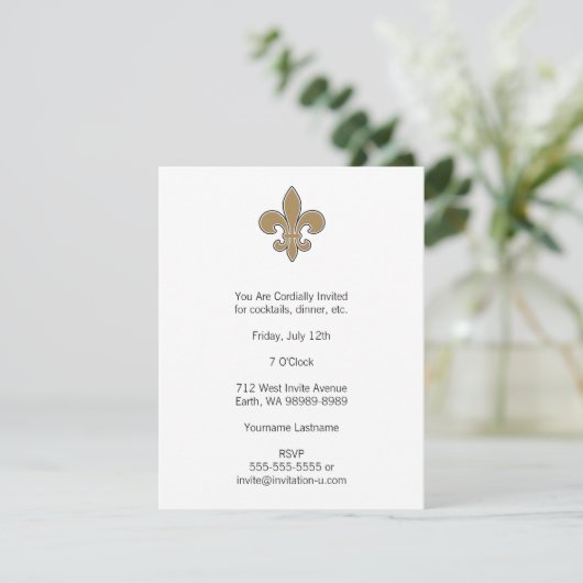 Fleur de Lis Gold met witte en zwarte omtrek Kaart (Staand voorkant)
