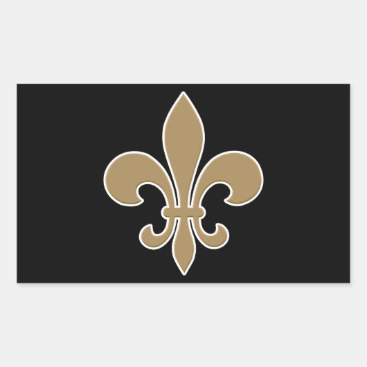 Fleur de Lis Gold met witte en zwarte omtrek Rechthoekige Sticker (Voorkant)