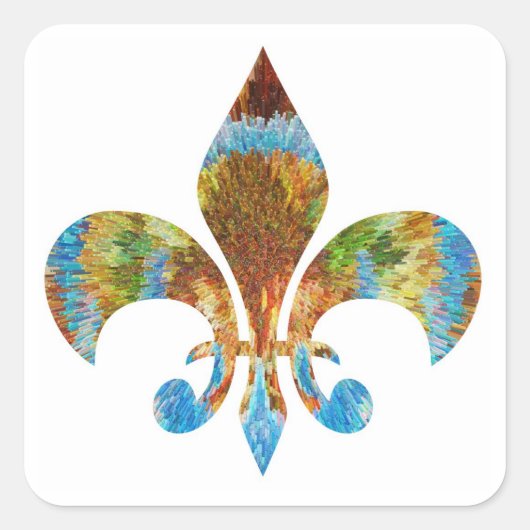 Fleur de Lis: Goud in zilver gegraveerd Vierkante Sticker (Voorkant)