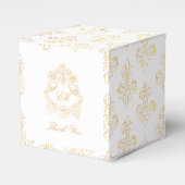 Fleur de Lis Goud patroon - Rococo Crest Bruiloft Bedankdoosjes (Voorkant Zijde)