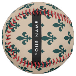 Fleur de Lis, Green on Beige, Royal, Your Name