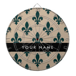 Fleur de Lis, Green on Beige, Royal, Your Name Dartbord