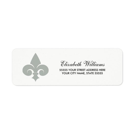 Fleur de lis Gris blanc Étiquettes d'adresse de re (Devant)