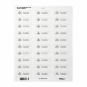 Fleur de lis Gris blanc Étiquettes d'adresse de re (Feuille entière)