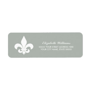 Fleur de lis Gris blanc Étiquettes d'adresse de re