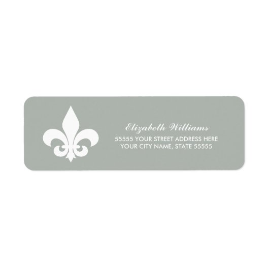 Fleur de lis Gris blanc Étiquettes d'adresse de re (Devant)